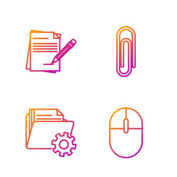 set line computer mouse folder settings vector image