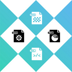 Set max file document xsl png and ppt icon vector