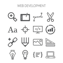 Set of simple icons for web development vector