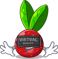 Virtual reality fruit yangmei in the cartoon vector