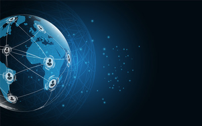 Global network connection world map abstract vector