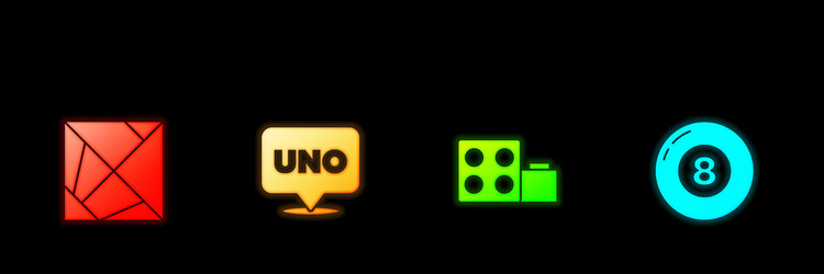 set rubik cube uno card game toy building block vector image