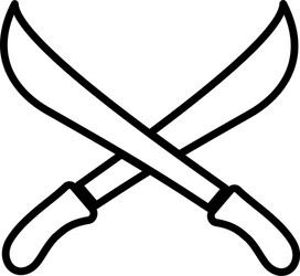 sword cross line icon in flat style for apps ui vector image