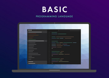 basic programming language on the laptop vector