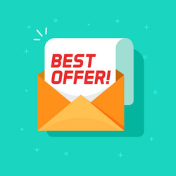 Best offer email message icon flat cartoon vector