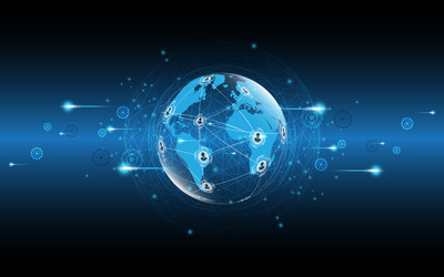 global network connection world map abstract vector image