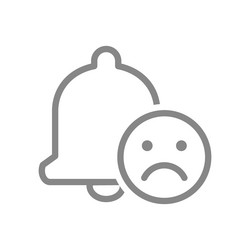 notification bell with sad face line icon inbox vector image