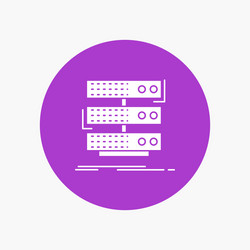 Server storage rack database data white glyph vector