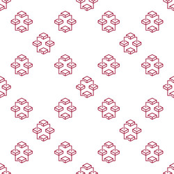 blockchain thin line seamless pattern four blocks vector image