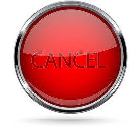 Cancel button round red with chrome frame vector