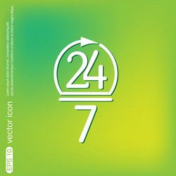 character 24 7 open hours a day and days vector image