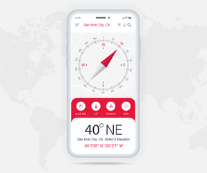 Compass app ui ux gui concept map gps vector