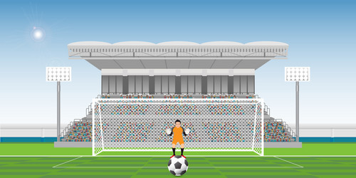 Goalkeeper prepares to take a penalty kick vector