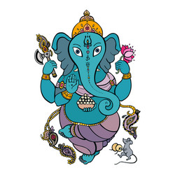 golden ganapati meditation in lotus pose Vector Image