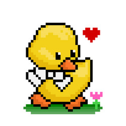pixel duck image for game assets vector image