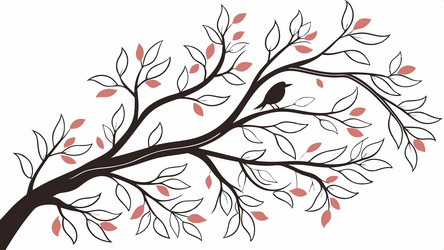 rustic bare tree branch with bird design vector image