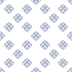 blockchain technology linear cube network vector image