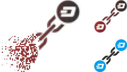 fragmented pixel halftone dash blockchain icon vector image