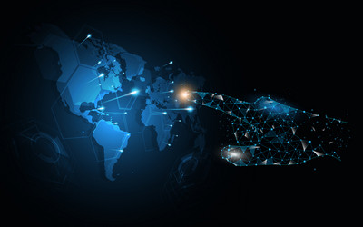 global network connection world map abstract vector image