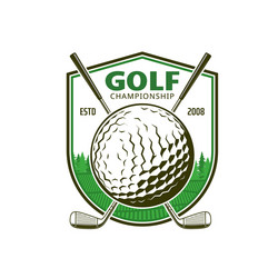 golf sport icon with crossed clubs emblem vector