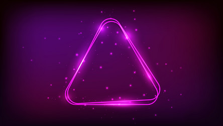 neon rounded triangle frame with shining effects vector image