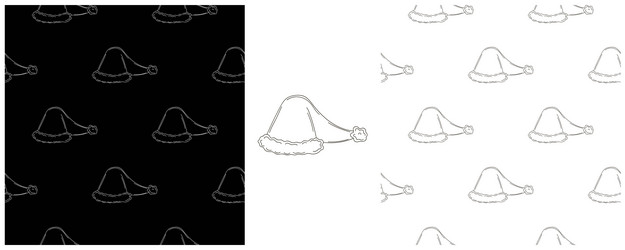 new year set monochrome pattern in hand draw style vector image