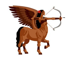 a winged centaur girl sagittarius woman vector