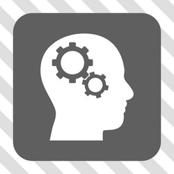 Brain gears rounded square button vector