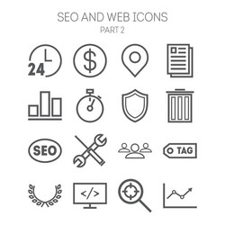 set of simple icons for search engine optimization vector image