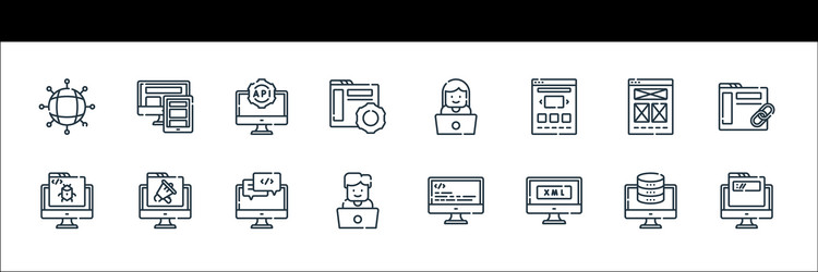 web development line icons linear set quality vector image