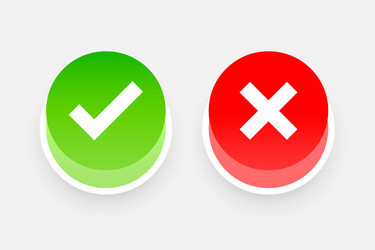 3d style correct and incorrect checkmark symbol vector image