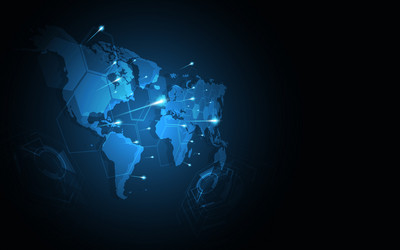 global network connection world map abstract vector image