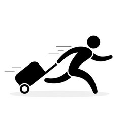 man is running with a bag hurrying vector image