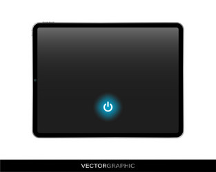 Tablet display template with power button blue vector