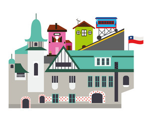 Valparaiso funicular Royalty Free Vector Image