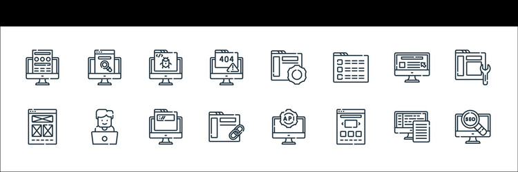 web development line icons linear set quality vector image