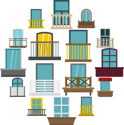 window forms icons set in flat style vector image