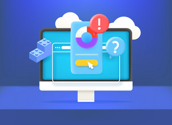 analytics via modern computer 3d banner vector image