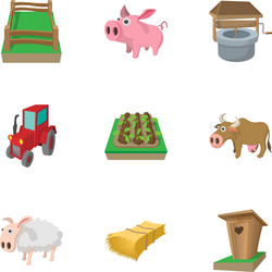 animal farm icons set cartoon style vector