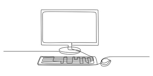 continuous single one line of computer and its vector image