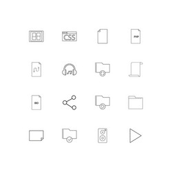 files and folders sign linear thin icons set vector image