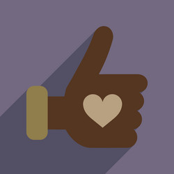 flat web icon with long shadow heart hand vector