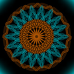 Round arabesque mandala colorful fractal pattern vector