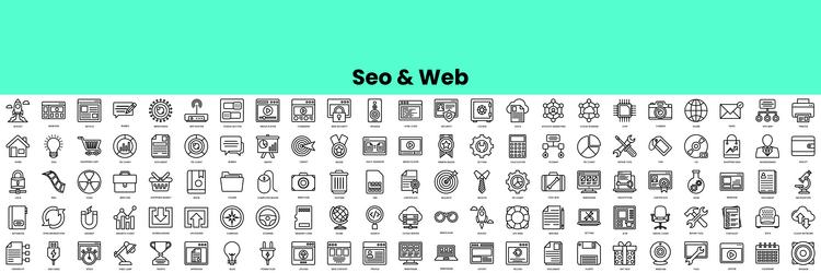 set of seo and web icons linear style icon bundle vector image