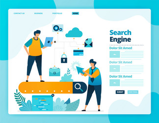 Landing page design search engine analysis vector