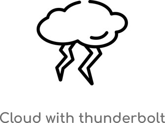 Outline cloud with thunderbolt icon isolated vector