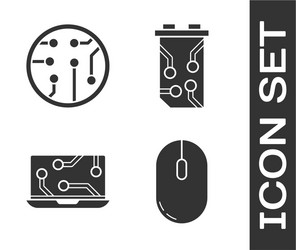 set computer mouse processor laptop and video vector image