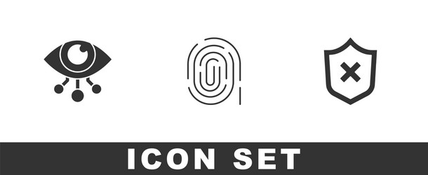 set eye scan fingerprint and shield with cross vector image