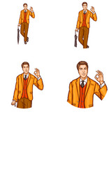 set of pop art round avatar icon for users vector image