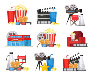 colorful cinema elements set vector